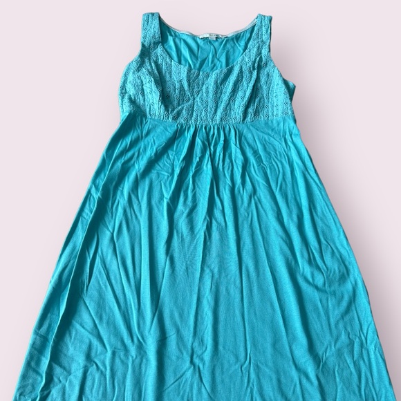 Women’s Boden Teal Eyelet Detail Modal Cotton Tank Dress Size 12 - Picture 2 of 10